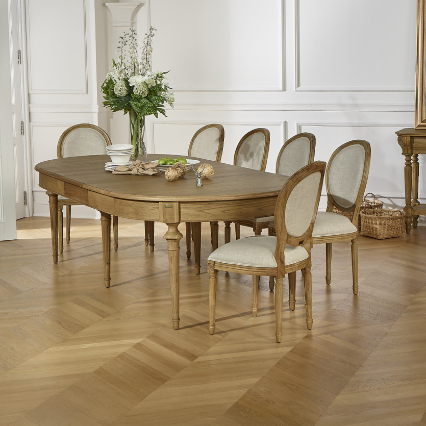 Tavolo da pranzo allungabile AMBRE - Stile shabby chic, in rovere, 4/10 posti