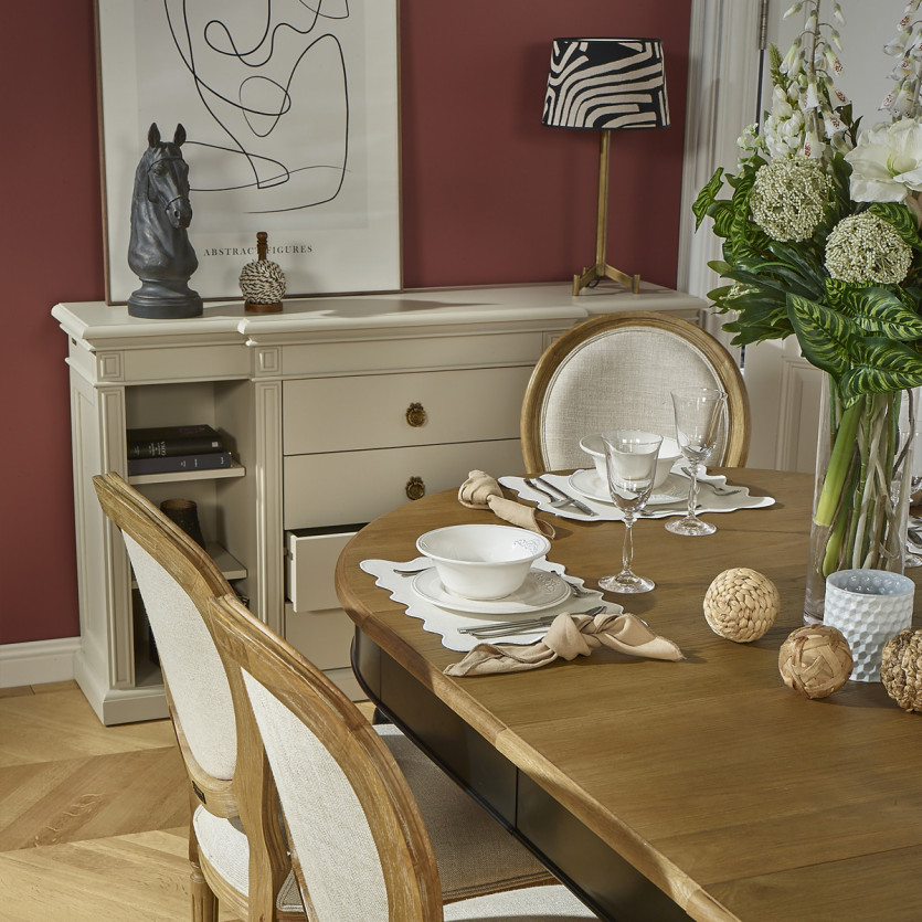 Console per ingresso VINCENT – Stile classico, 4 cassetti, 6 nicchie