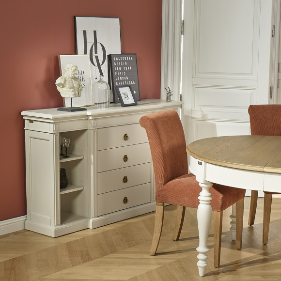 VINCENT-zijtafel – Klassieke stijl, 4 lades, 6 vakken