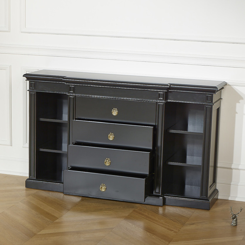 Console VINCENT – Style classique, 4 tiroirs, 6 niches
