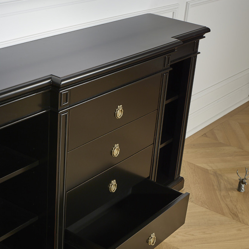 Console VINCENT – Style classique, 4 tiroirs, 6 niches