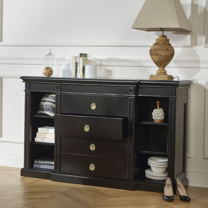 VINCENT – Classic-style entryway console, 4 drawers, 6 compartments