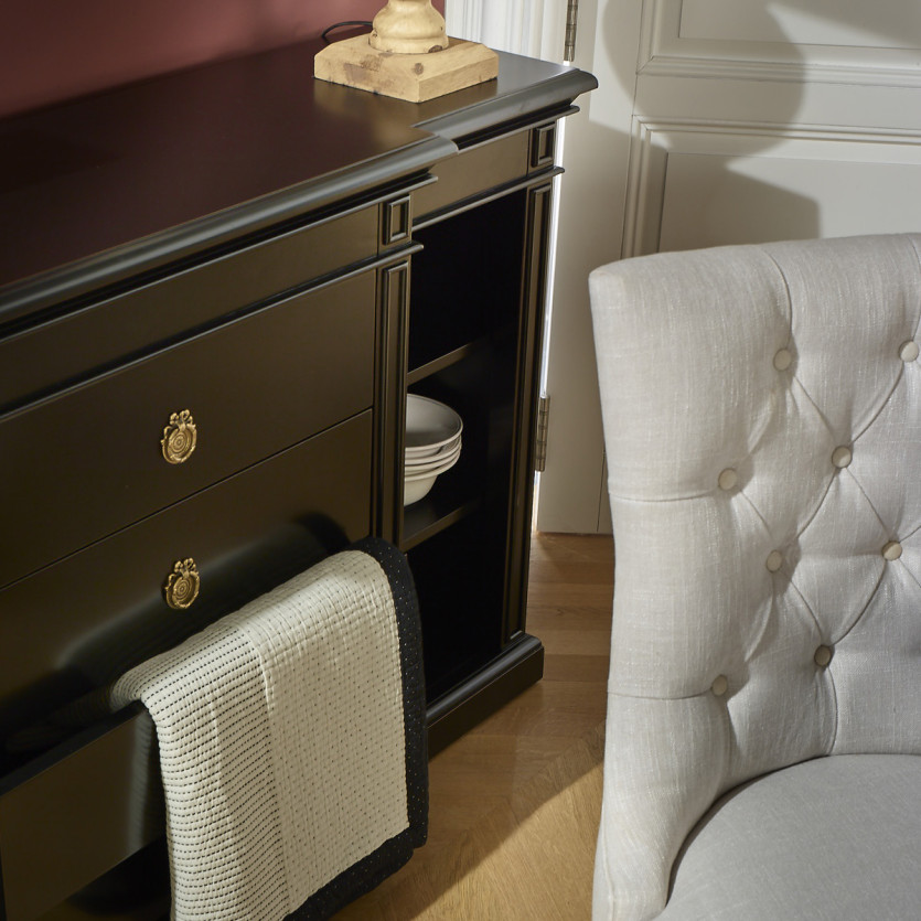 Console VINCENT – Style classique, 4 tiroirs, 6 niches