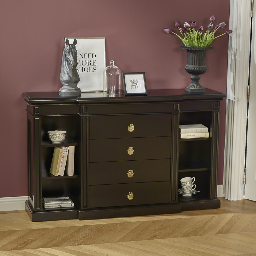 Console per ingresso VINCENT – Stile classico, 4 cassetti, 6 nicchie