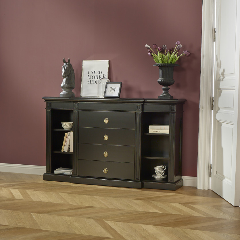Console VINCENT – Style classique, 4 tiroirs, 6 niches