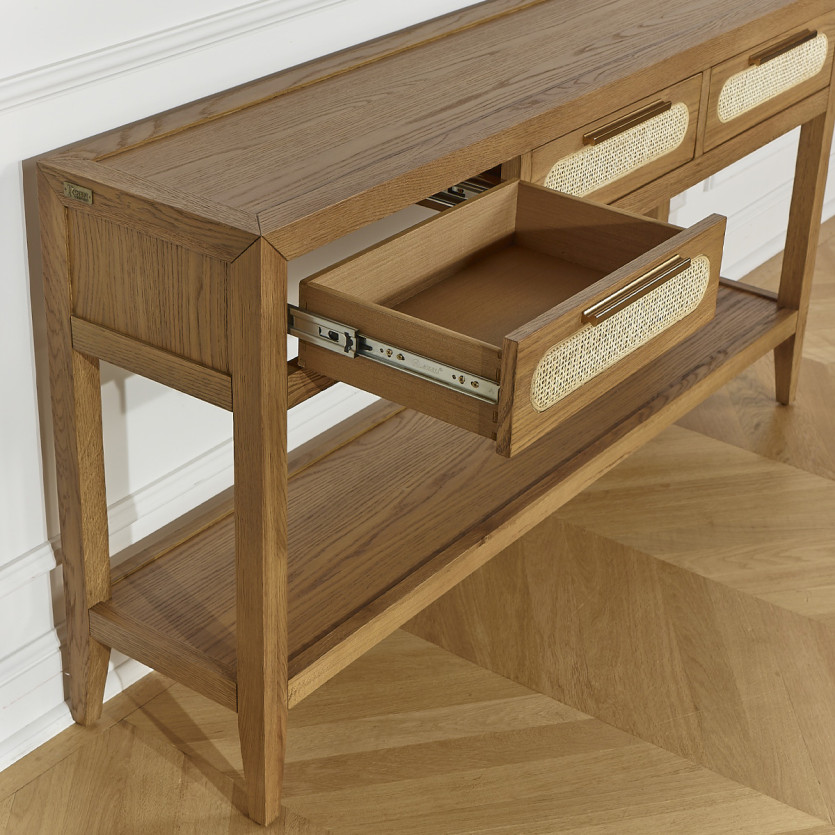 MONTANA – Consola recibidor de estilo moderno, sobre de roble, 3 cajones, 1 estante
