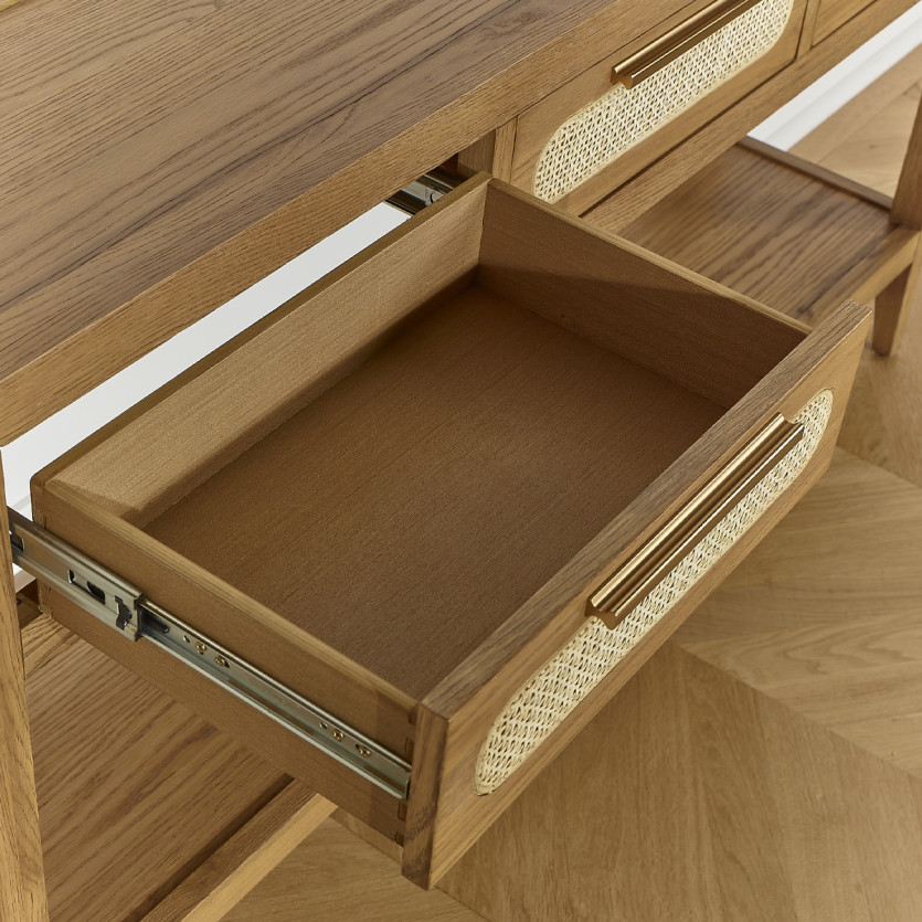 Console MONTANA - Stile moderno, piano in rovere, 3 cassetti, 1 ripiano