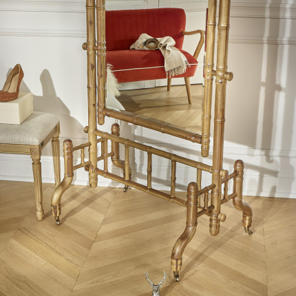 Miroir sur pieds CENDRILLON – Style shabby chic en bois massif effet bambou