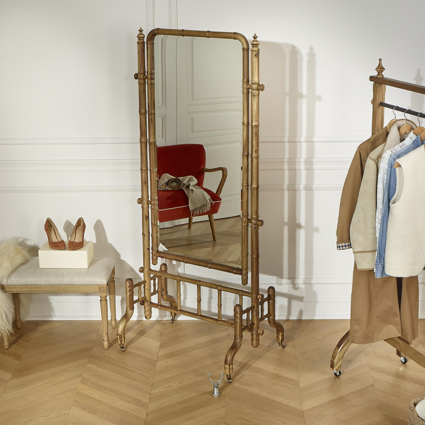 Standspiegel CENDRILLON – Shabby Chic Stil aus Holz mit Bambuseffekt