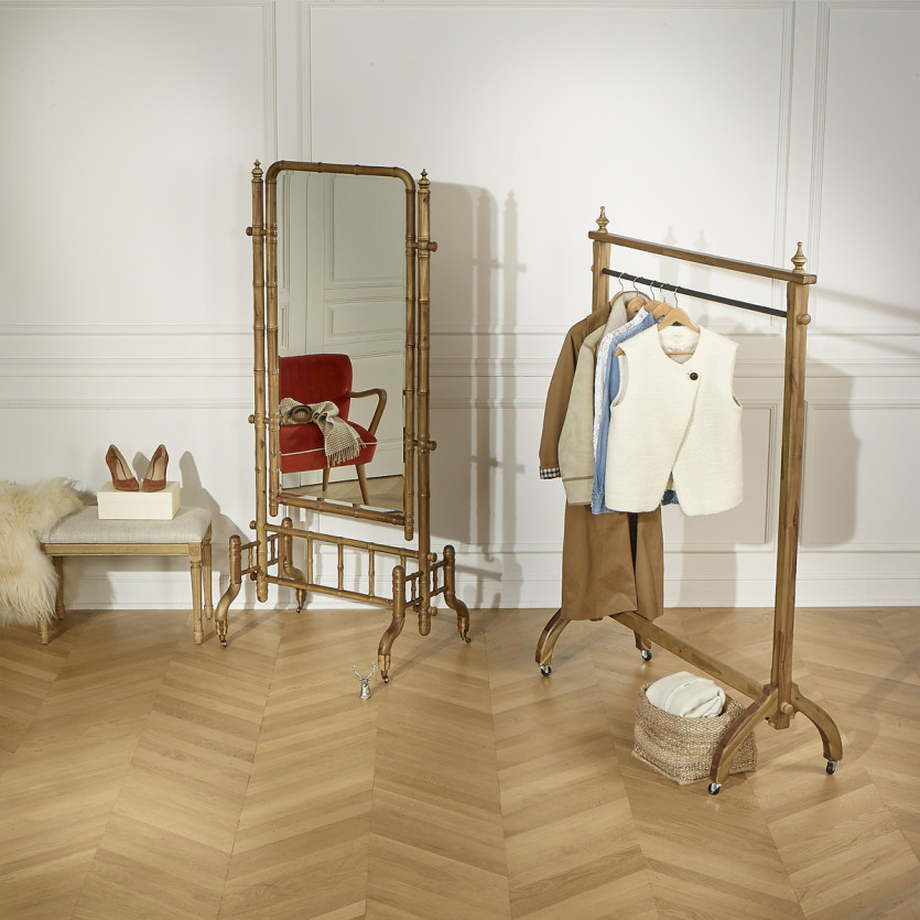 Specchio su piedi CENERENTOLA – Stile shabby chic in legno effetto bambù