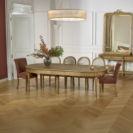 Tavolo da pranzo allungabile AMBRE - Stile shabby chic, in rovere, 4/10 posti