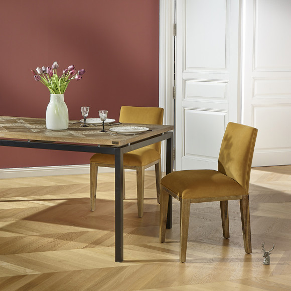 Clark - Zeitgenössische Massivholzstühle mit Polyester-Samtstoff, 2er-Set