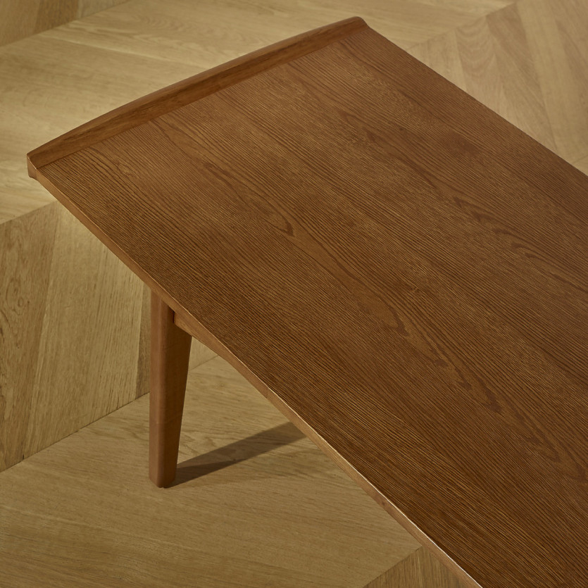 DALHIA – Couchtisch im nordischen Stil, Beine aus Massivholz, Nussbaumfarbe