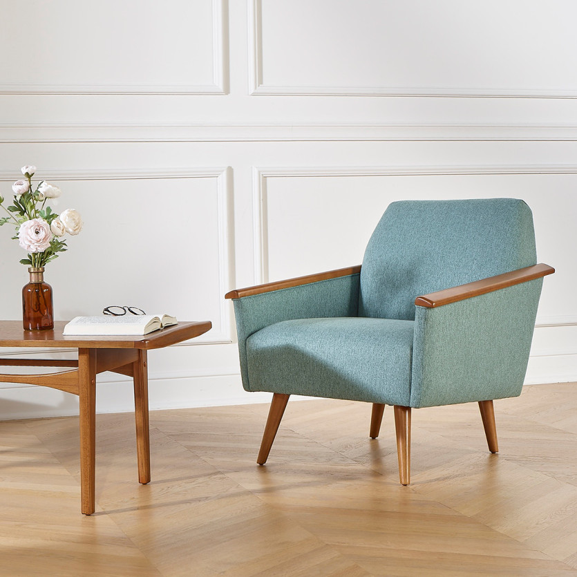 DALHIA – Couchtisch im nordischen Stil, Beine aus Massivholz, Nussbaumfarbe