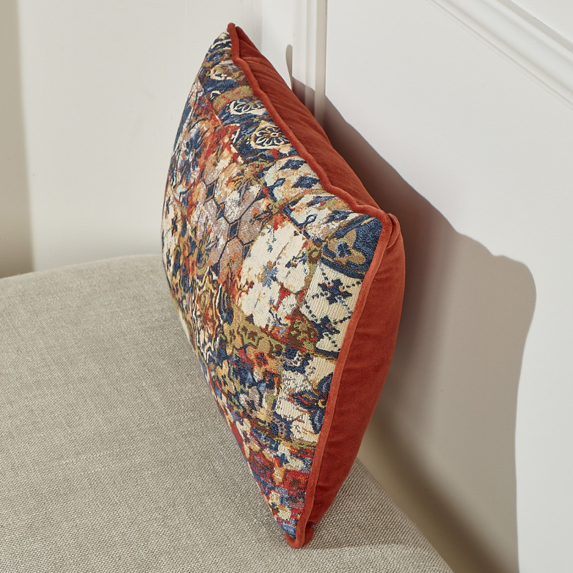 MOSAIQUE – Rechteckiges Kissen im Shabby-Chic-Stil aus Baumwollsamt mit Blumenmotiven, 50 x 30 cm