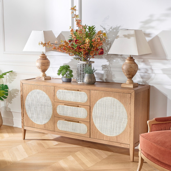 MONTANA - Grande buffet em carvalho estilo contemporâneo, 2 portas, 3 gavetas
