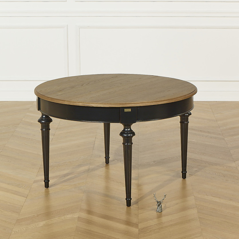 AMBRE - Table à manger extensible en chêne style shabby chic, 4/10 couverts