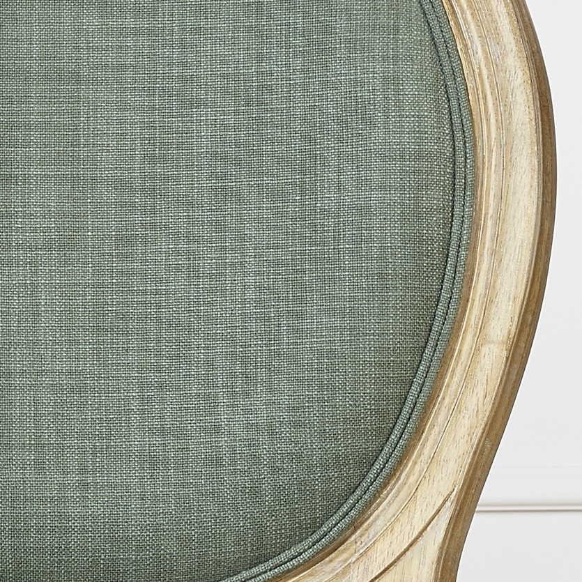 Set of 2 MEDAILLON SAUGE chairs - Louis XV style in sage green fabric and solid wood