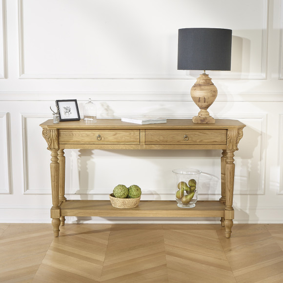 Claude – Double-style console, oak top, 2 drawers
