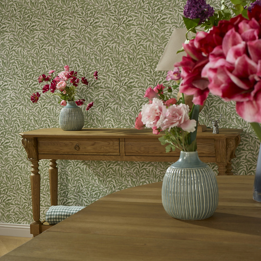 Mesa de apoio simples CLAUDE – Estilo shabby chic, tampo em carvalho, 2 gavetas