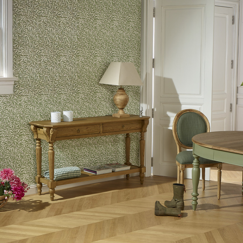 Esszimmerkonsole CLAUDE – Shabby-Chic-Stil, Eichenplatte, 2 Schubladen