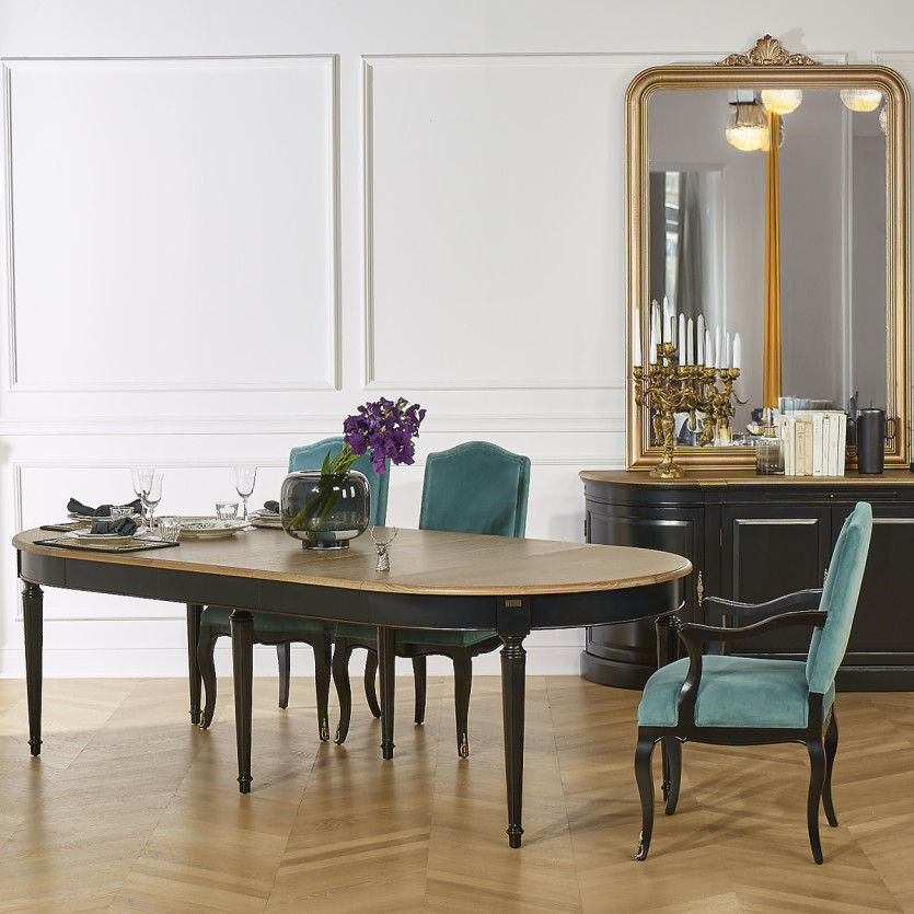 FLORENCE - Romantic style extendable dining table in oak, 4/10 seats, FSC® certified wood
