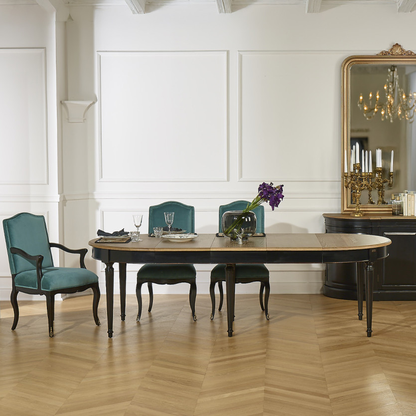 FLORENCE - Romantic style extendable dining table in oak, 4/10 seats, FSC® certified wood
