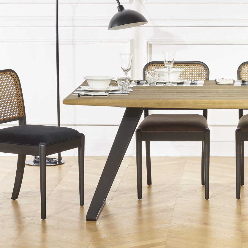 HECTOR - Industrial style dining table in oak and metal, 8/10 seats