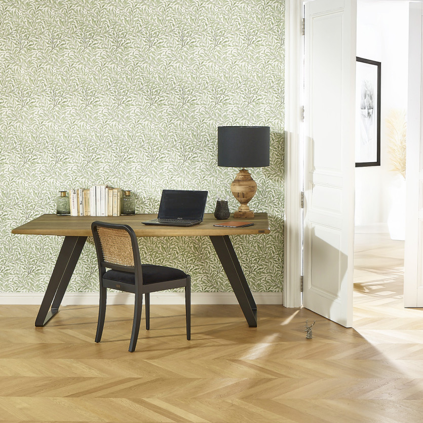 HECTOR dining table - Industrial style in solid oak and metal, seats 8