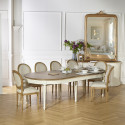 FLORENCE - Table à manger extensible blanche style romantique, bois massif, 4/10 couverts