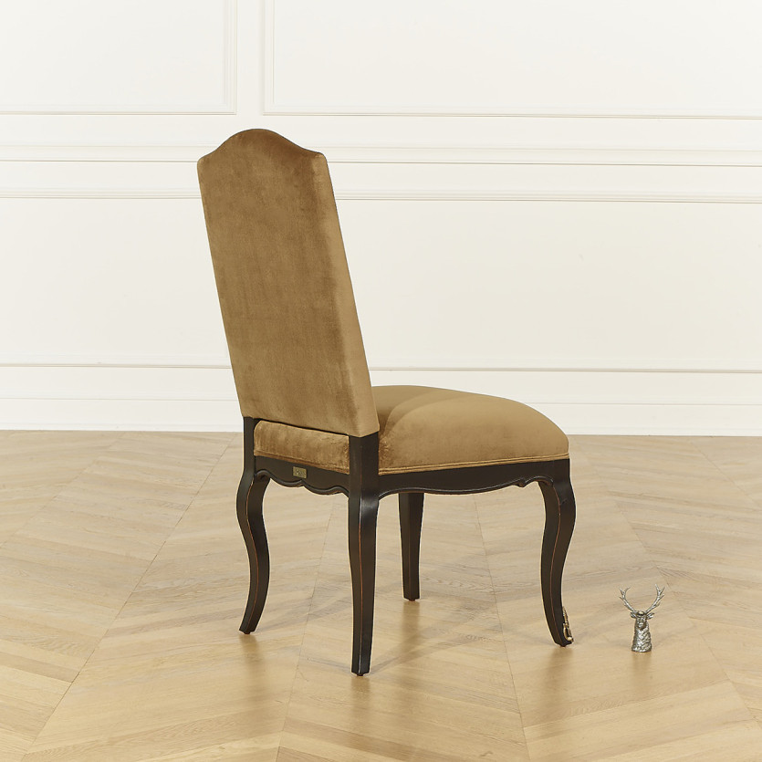 CONSTANCE - Sillas estilo Voltaire clásico en terciopelo y madera maciza, lote de 2