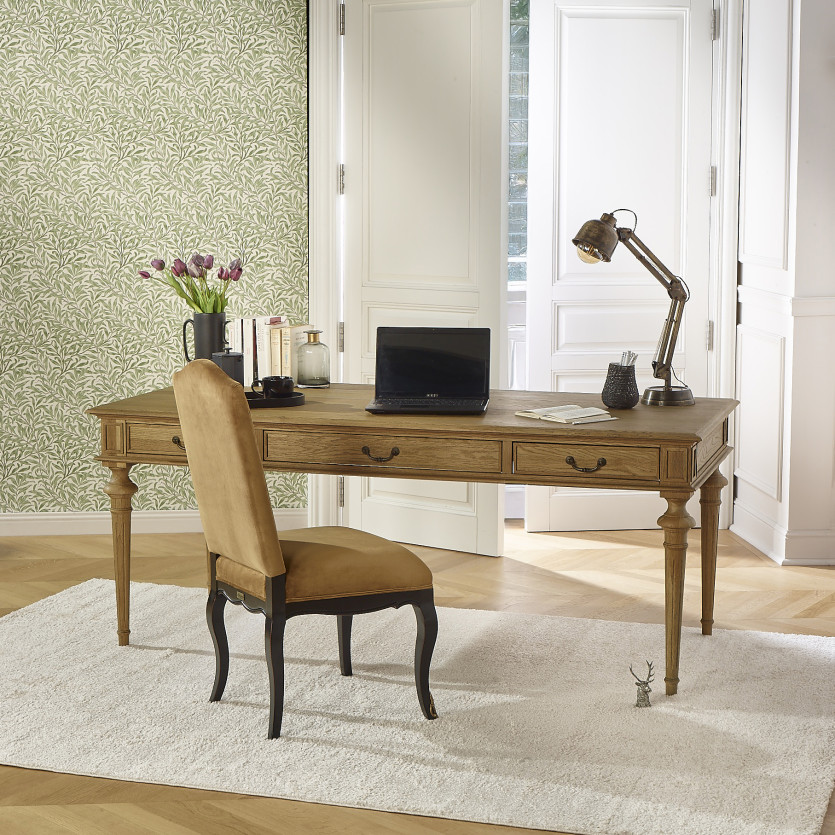 CONSTANCE - Classic Voltaire-style chairs in velvet and solid wood, set of 2