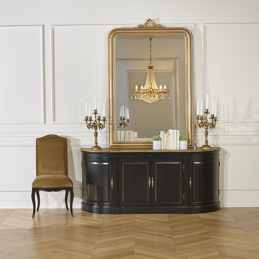 CONSTANCE - Sillas estilo Voltaire clásico en terciopelo y madera maciza, lote de 2