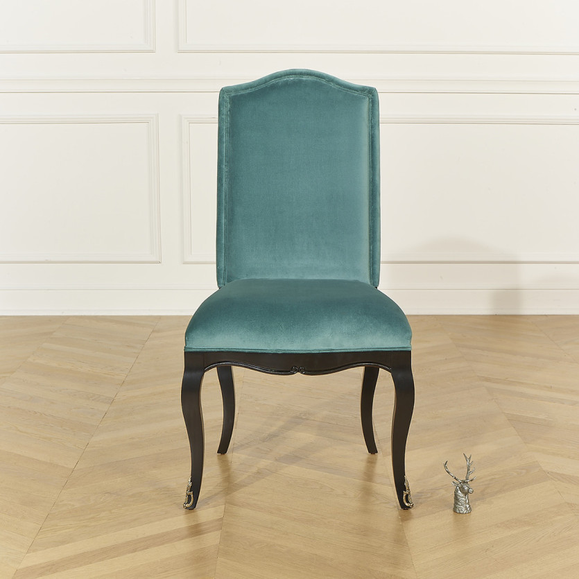 CONSTANCE - Classic Voltaire-style chairs in velvet and solid wood, set of 2