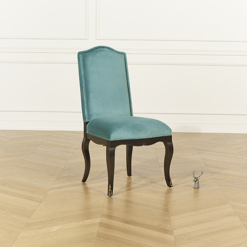 CONSTANCE - Classic Voltaire-style chairs in velvet and solid wood, set of 2