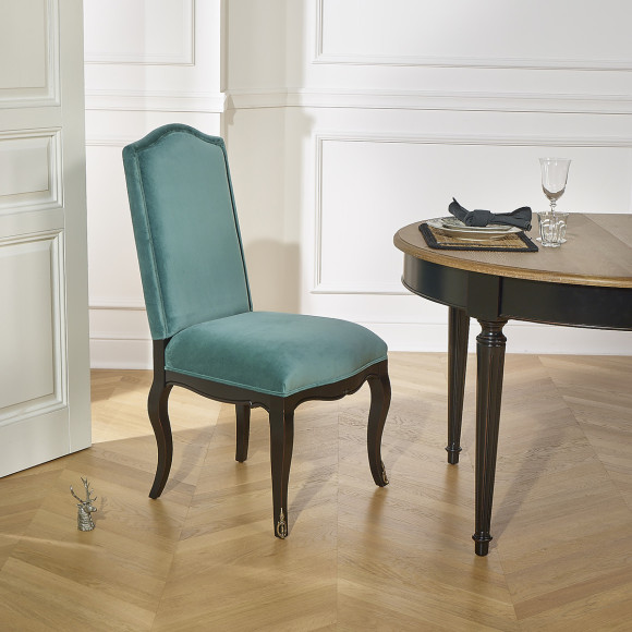 CONSTANCE - Sedie stile Voltaire classico in velluto e legno massello, set di 2
