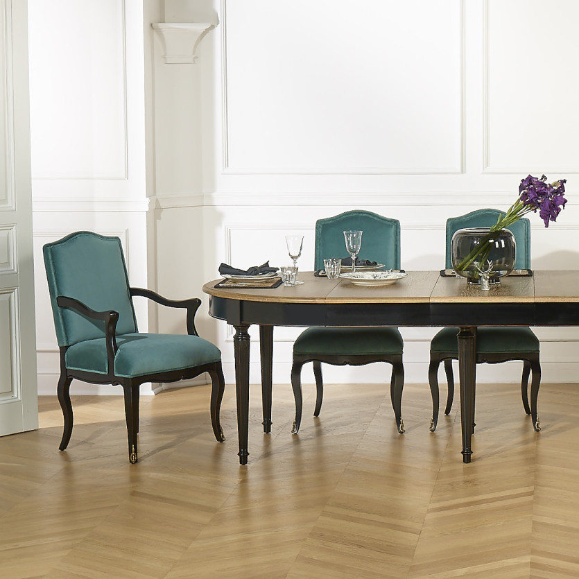 CONSTANCE - Classic Voltaire-style chairs in velvet and solid wood, set of 2