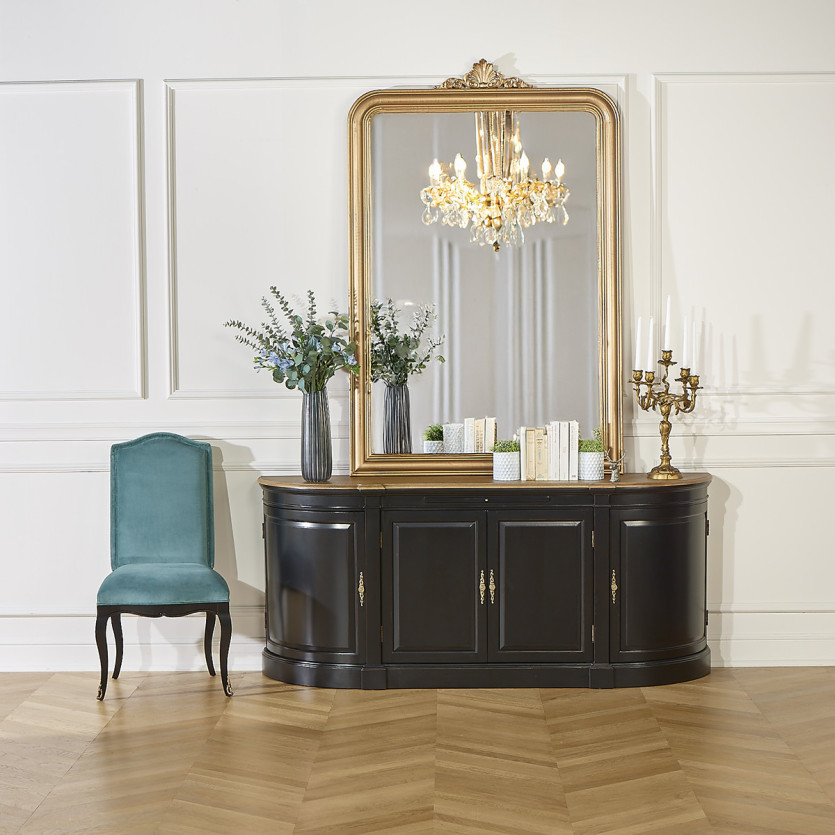 CONSTANCE - Sedie stile Voltaire classico in velluto e legno massello, set di 2