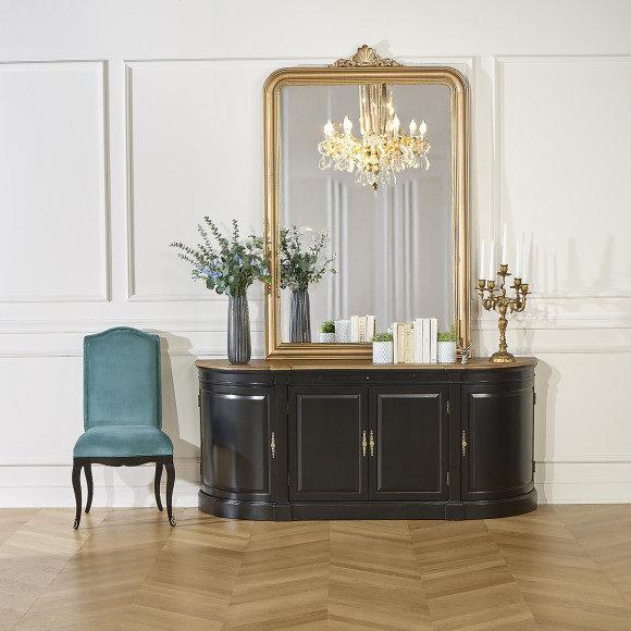 CONSTANCE - Sillas estilo Voltaire clásico en terciopelo y madera maciza, lote de 2