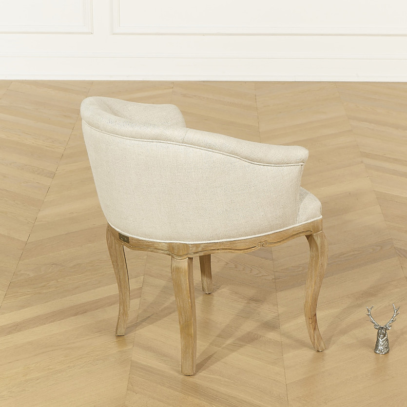 GRETA - Poltrona crapaud stile classico in lino premium e legno massello