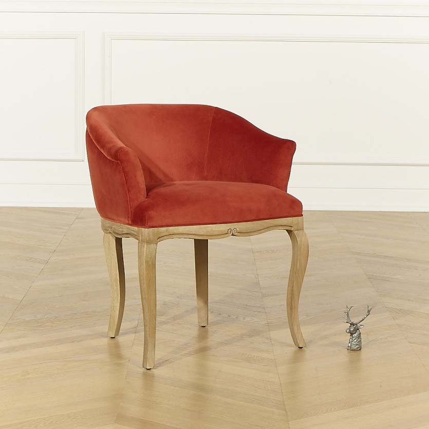 GRETA - Sillón crapaud de estilo clásico en terciopelo y madera maciza