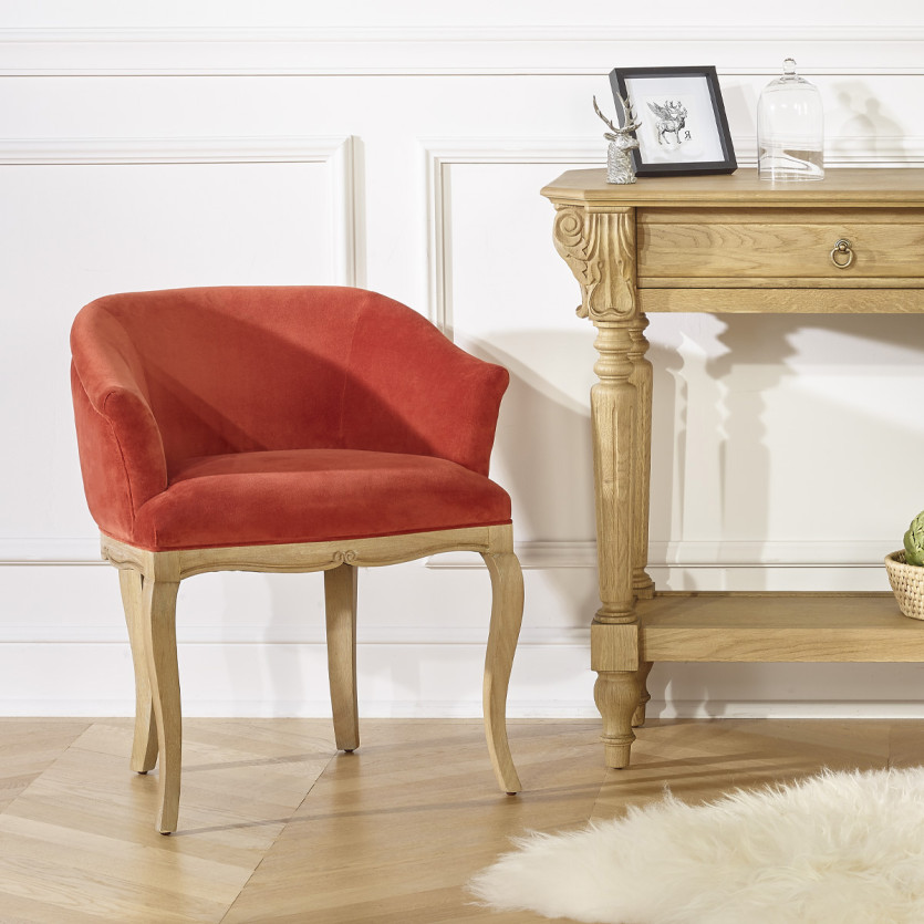 GRETA - Poltrona crapaud stile classico in velluto e legno massello