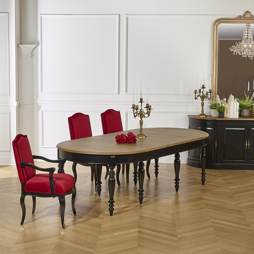CONSTANCE - Fauteuil Voltaire style classique en velours et bois massif