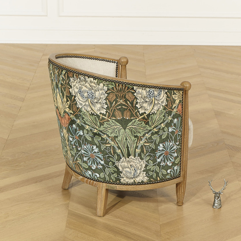 CAROLE COCLICO - Poltrona da salotto in stile shabby chic in rovere, lino e tessuto floreale dai molteplici colori, 1 posto