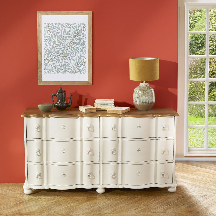 GOODMOON - Commode double , plateau chêne, 6 tiroirs