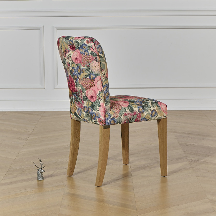 HUNTER ROSE - Lot de 2 chaises en bois massif et tissu fleuri bucolique