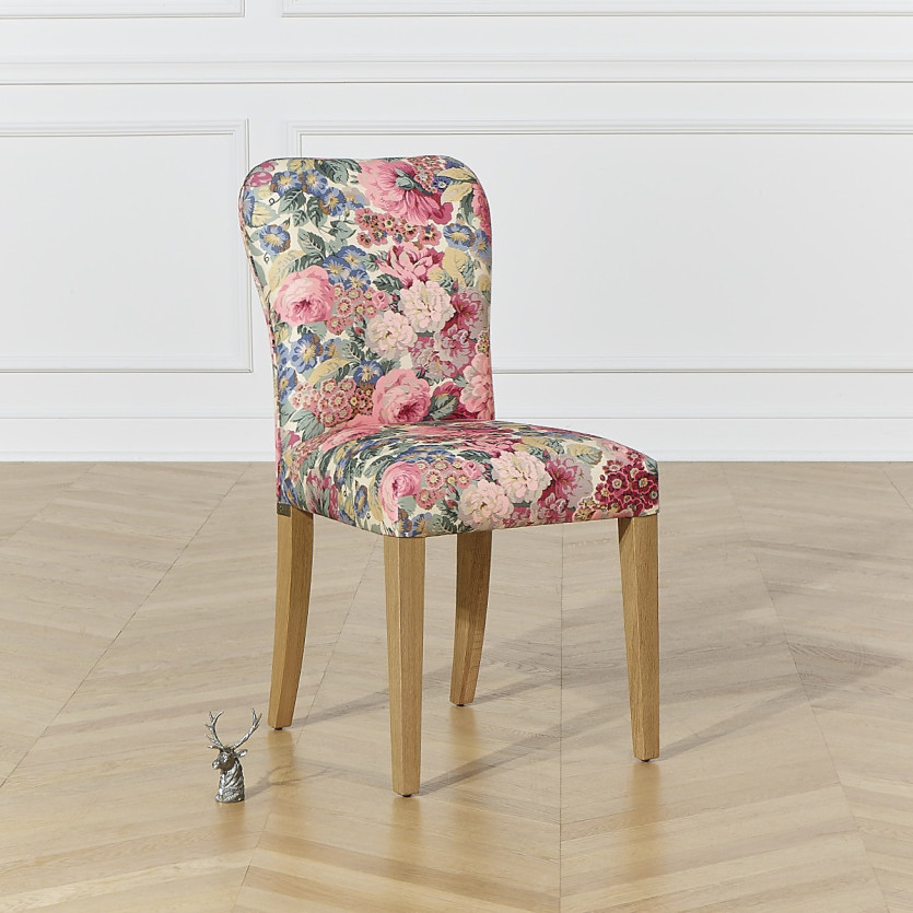 HUNTER ROSE - Lot de 2 chaises en bois massif et tissu fleuri bucolique