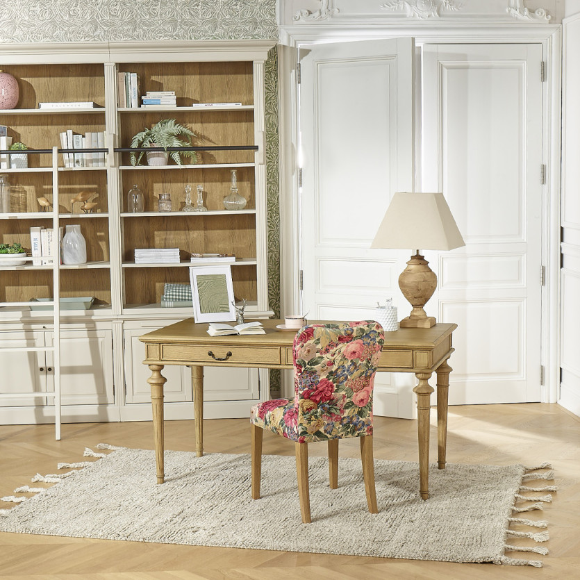 Set of 2 HUNTER ROSE chairs - Solid wood and floral fabric - H 92 cm