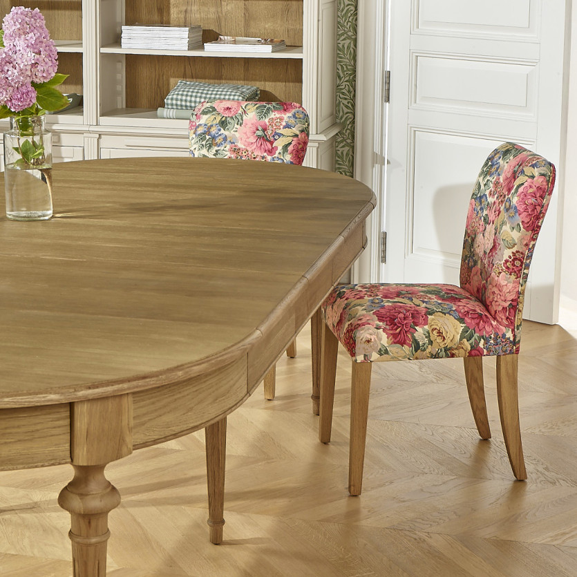 Juego de 2 sillas HUNTER ROSE - Madera maciza y tela floral - Altura 92 cm