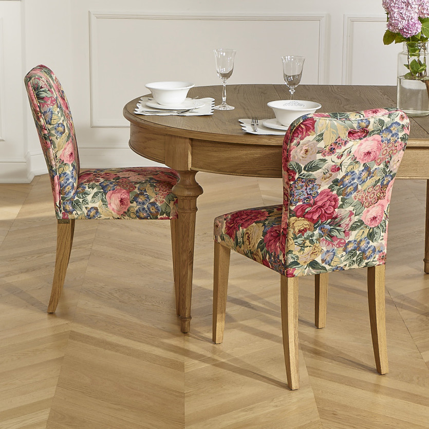 HUNTER ROSE - Lot de 2 chaises en bois massif et tissu fleuri bucolique